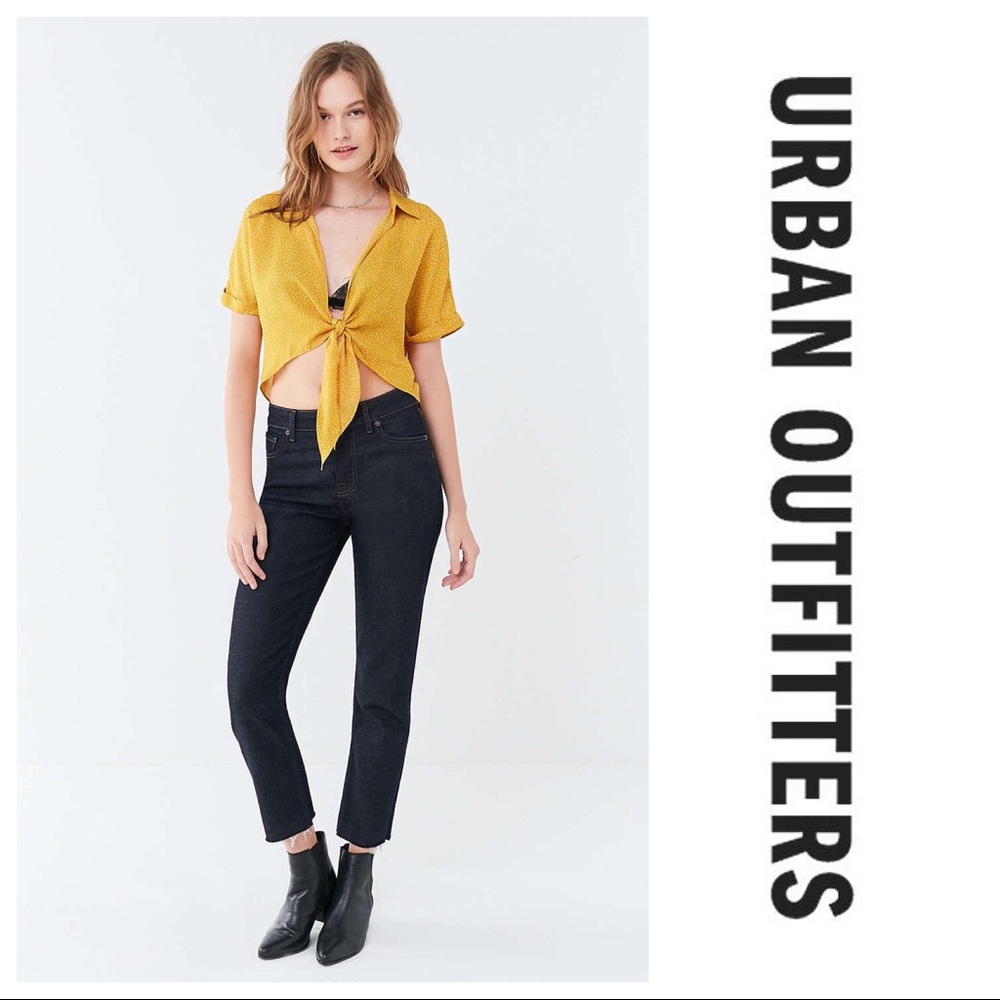 Urban Outfitters Yellow Polka Dot Tie-front Top - Picture 2 of 16